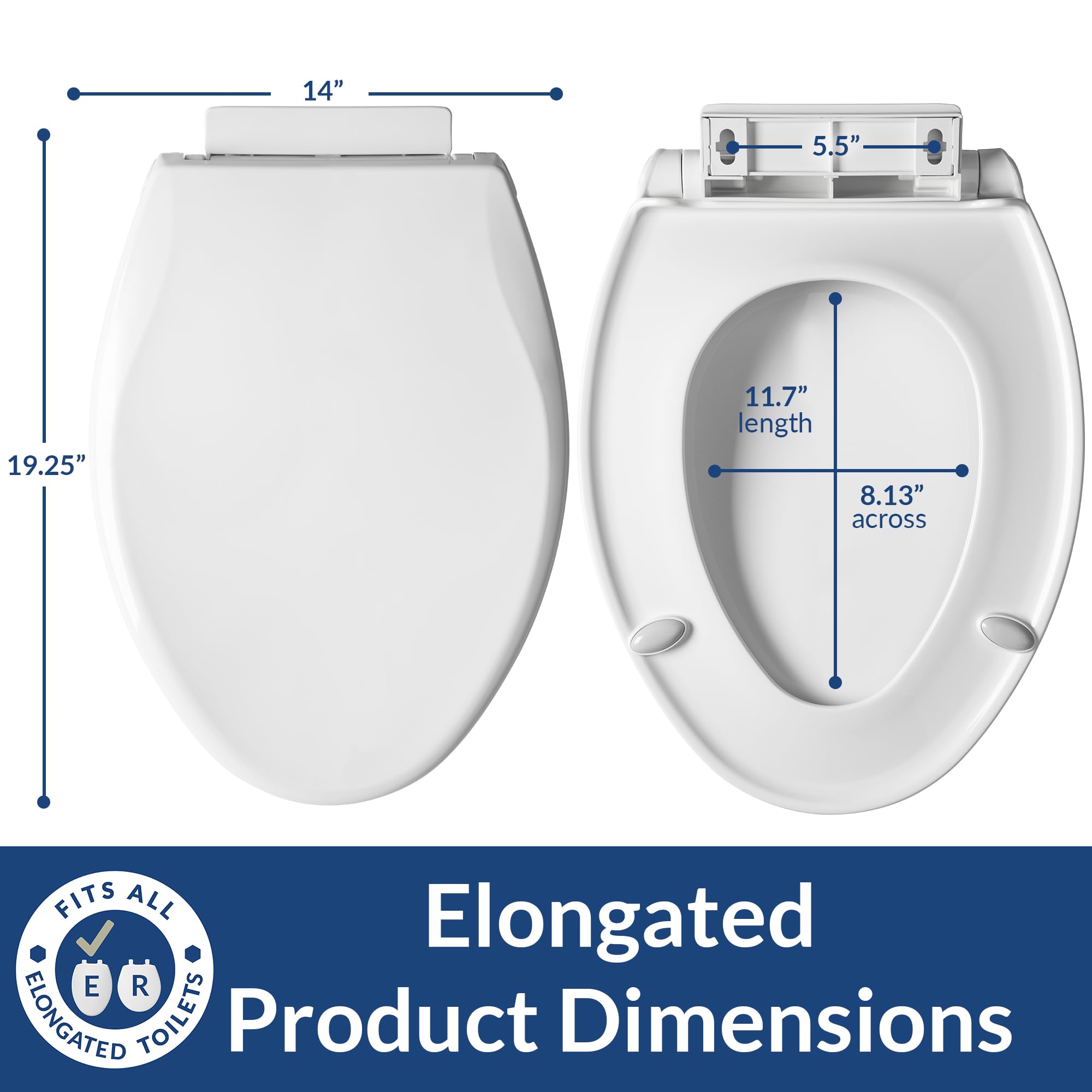 Mayfair Preston Easy to Clean Single Hinge Toilet Seat, Modern